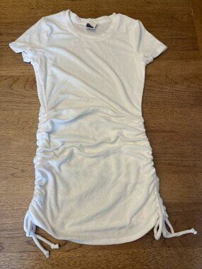 PINK Victoria’s Secret White X-SMALL Beach Terry Ruched Side Short Sleeve Dress